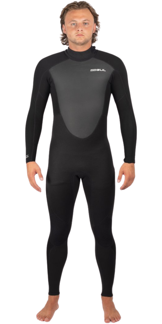 2025 Gul Mens Response 3/2mm Flatlock Back Zip Wetsuit RE1321-C1 - Black